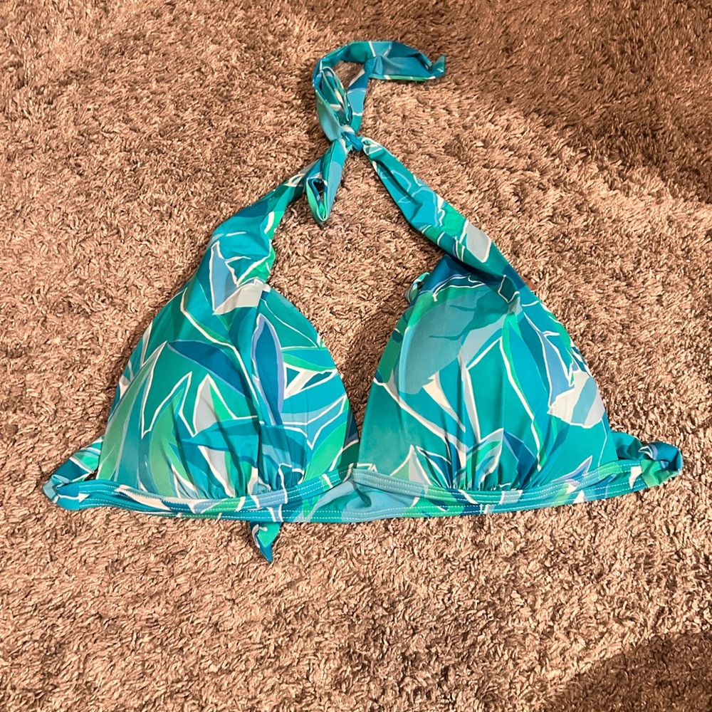 Tropical Blue Halter Bikini Top